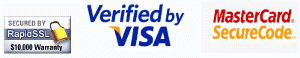 logos for site security, mastercard securecode and verified by visa