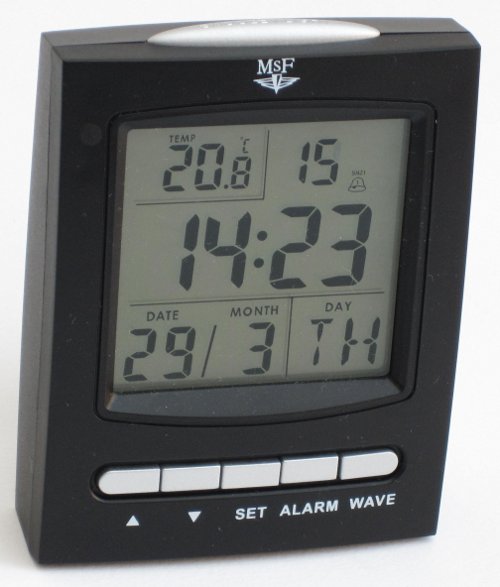 Radio Controlled Clocks Black LCD Alarm Clock picture