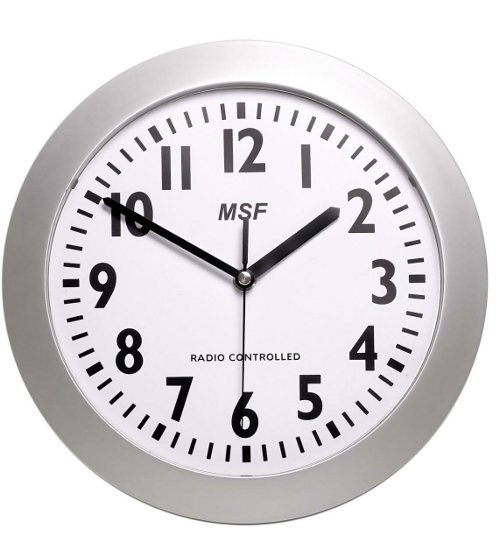 Radio Controlled Clocks Ten Inch Wall Clock Silver picture