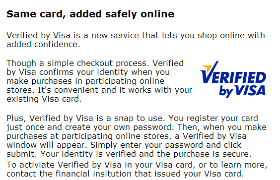 summary of verified by visa visa.com